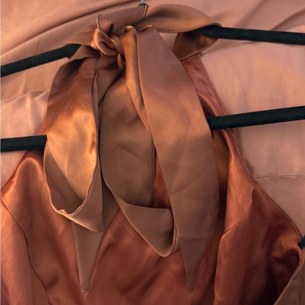 Lulu's Burnt Orange Satin Dress - Picture 4 of 11